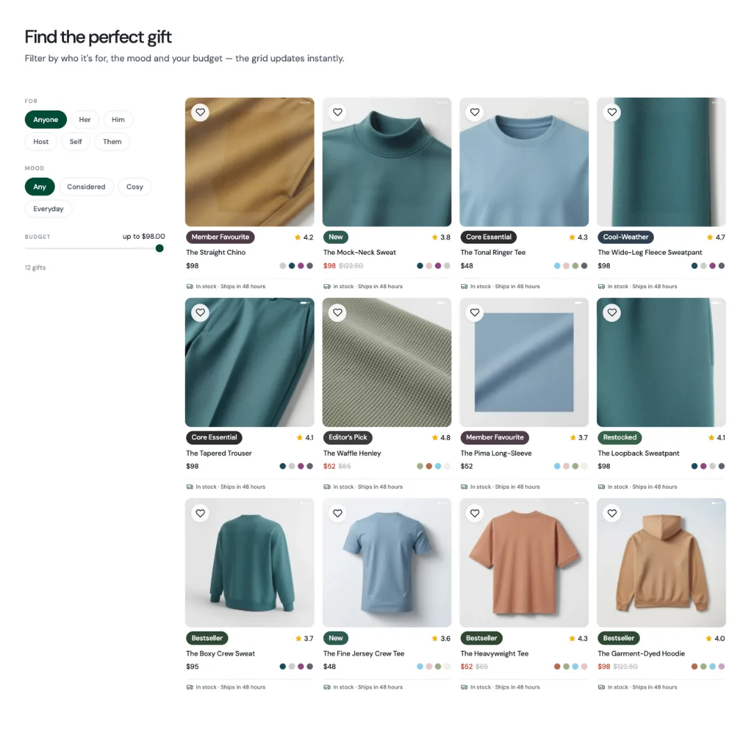 Built-in Gift Finder in the Untamed Shopify theme